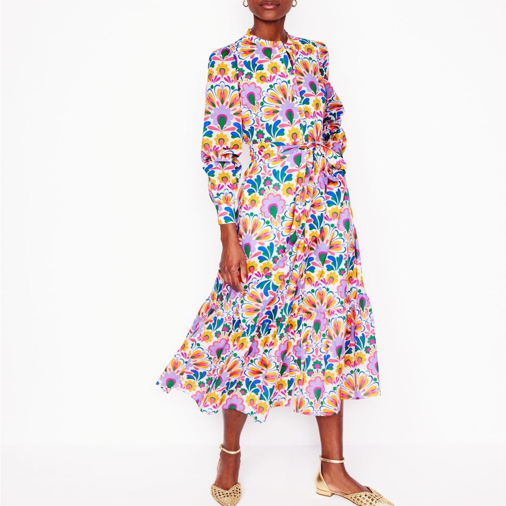 Boden Colorful Floral Long Sleeve Dress